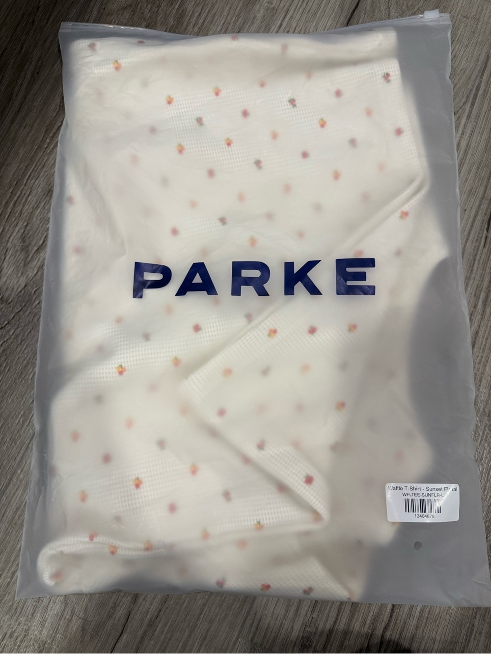 Parke White Waffle Short Sleeve baby tee Sunset Floral